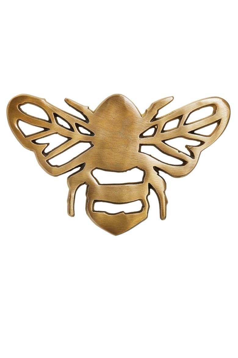 Bee Trivet Brass Aluminum Everyday, Main, color, Gold