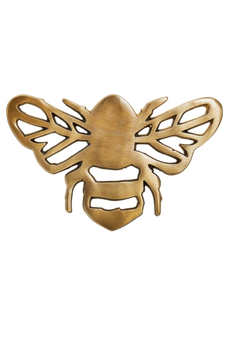 tag Bee Trivet Brass Aluminum Everyday, Main, color, Gold