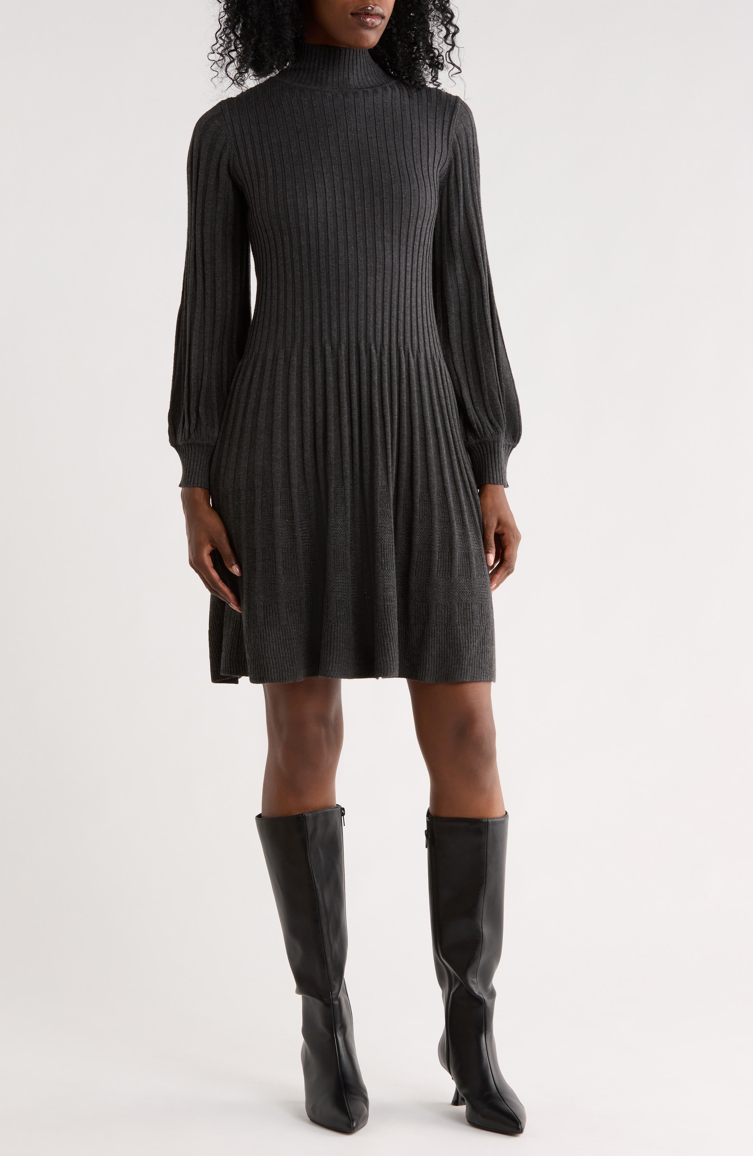 Ribbed A-Line Sweater Dress