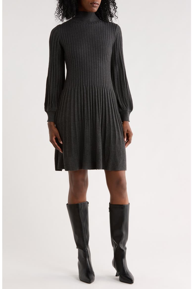 max studio knit dress Ribbed A-Line Sweater (Women) long sleeve midi dress