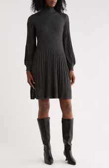 Ribbed A-Line Sweater Dress