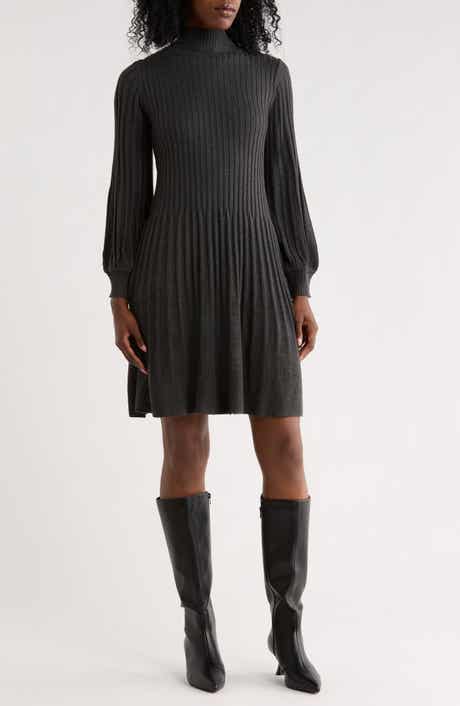Ribbed A-Line Sweater Dress