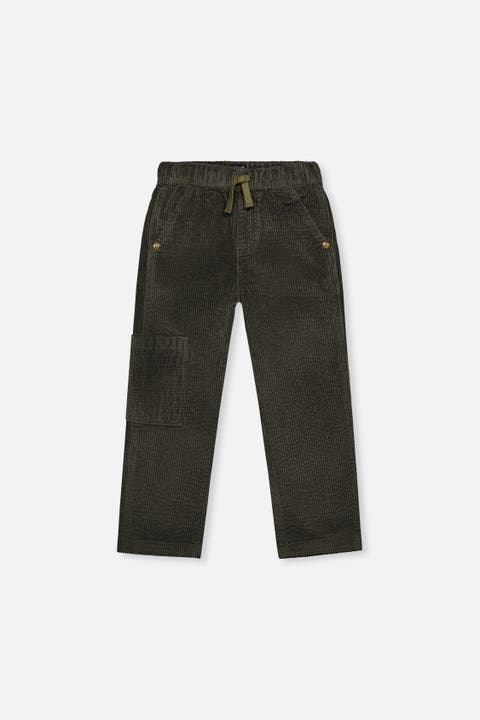 Stretch Corduroy Cargo Pocket Drawstring Pants