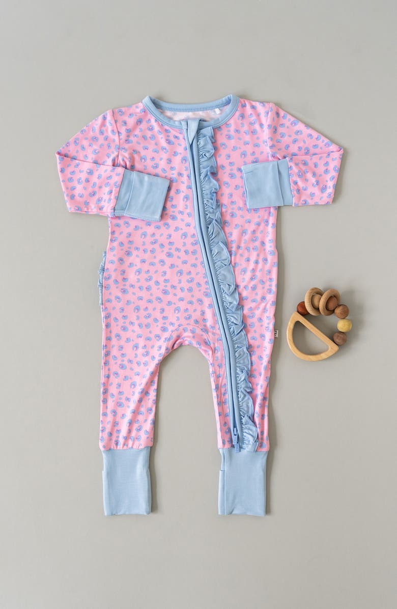 Laree + Co Lillian Leopard Ruffle Convertible Footie, Alternate, color, Leopard