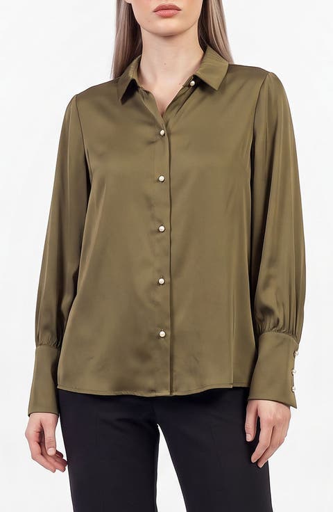 Satin Button-Up Shirt