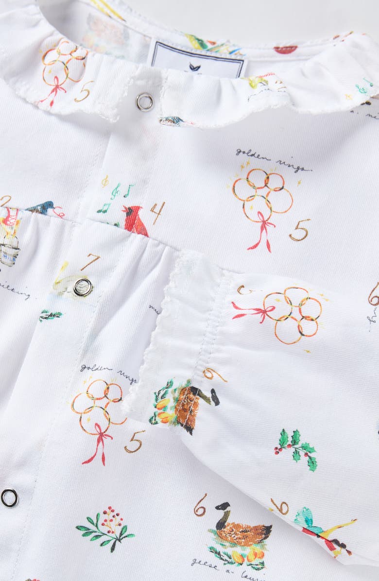 Petite Plume Madeline 12 Days of Christmas One-Piece Brushed Twill Pajamas, Alternate, color, White