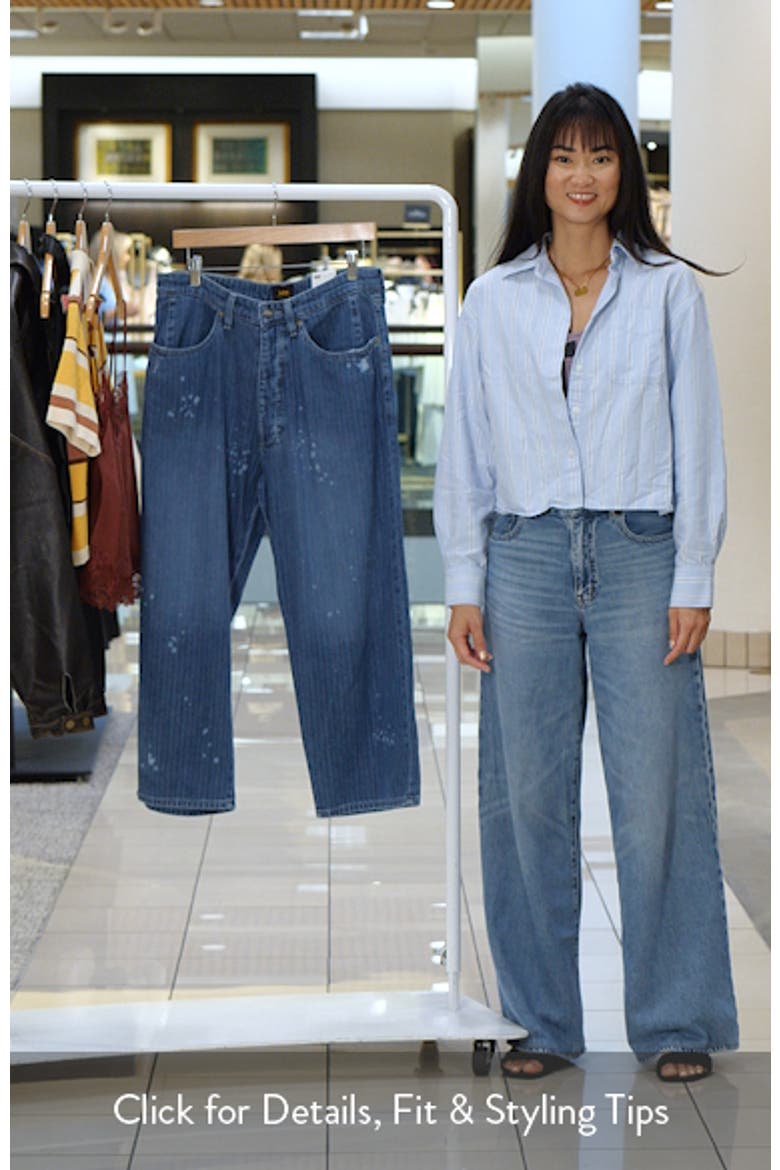 Bleach Splatter Crop Loose Fit Herringbone Jeans video
