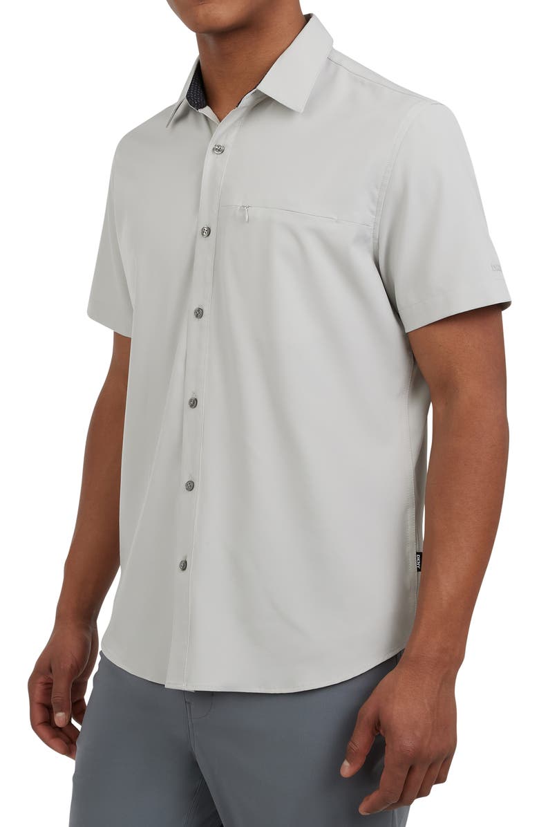 DKNY SPORTSWEAR Lenox Short Sleeve Button-Up Shirt, Alternate, color, Rock Salt