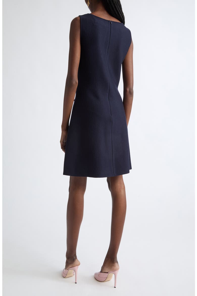 Mixed Botanical Embroidered Wool Knit Dress, Alternate, color, NAVY