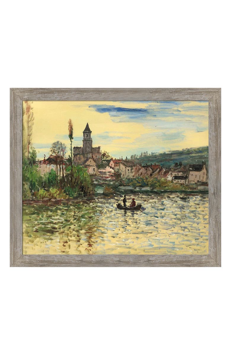 OVERSTOCK ART The Seine at Vetheuil by Claude Monet Hand Painted Oil Reproduction in Metropolitan Pewter Frame, 20" x 24", Main, color, 