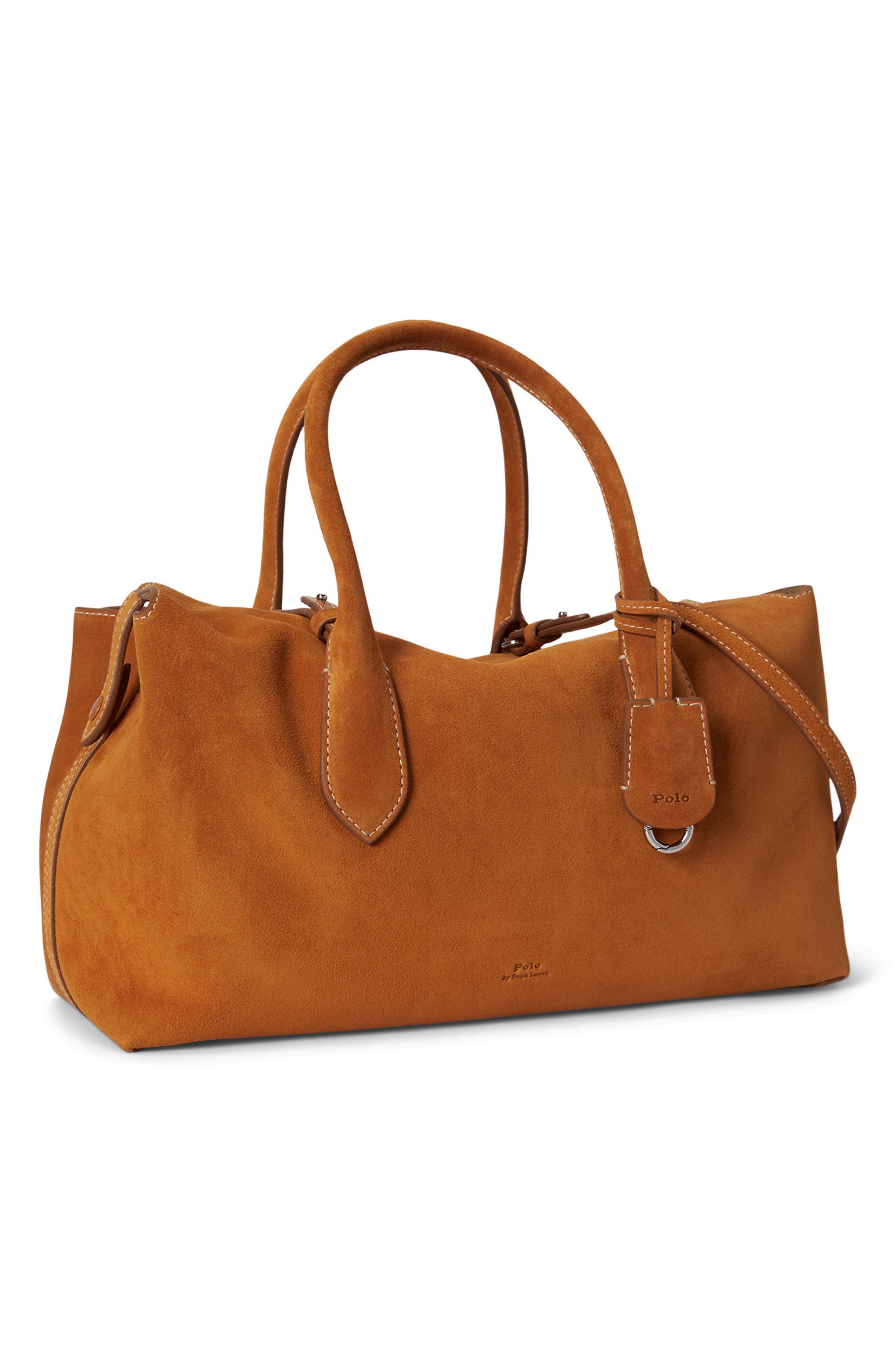 Medium Suede Satchel, Alternate, color, TURMERIC