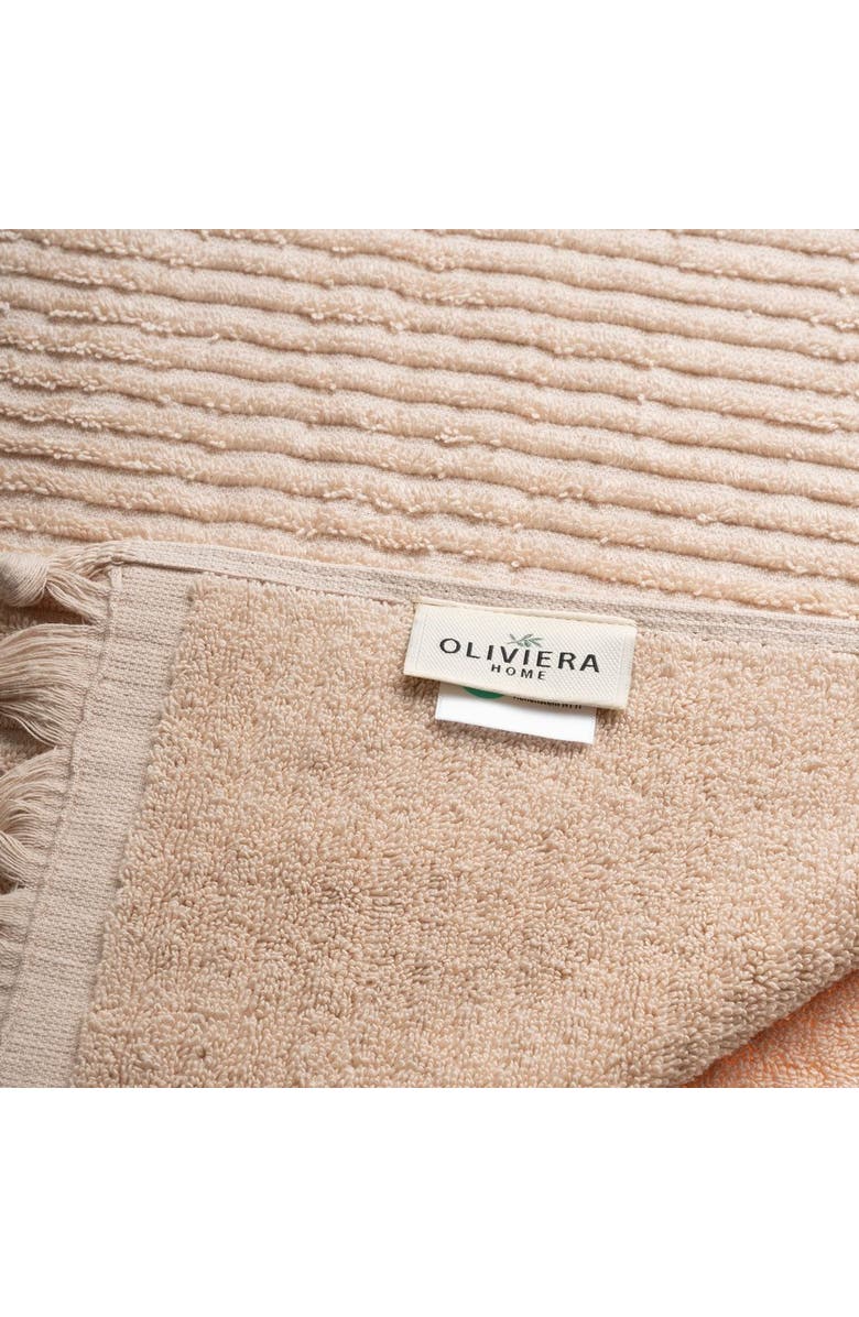 Olive & Linen Ribbed Loom Turkish Cotton Terry Hand Towels - Set of 2, Alternate, color, Sand