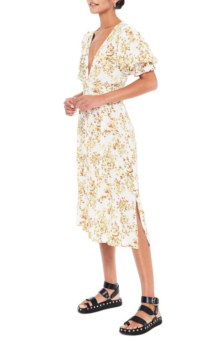 Rafa Floral Midi Dress, Alternate, color, GOLDIE FLORAL - OFF WHITE