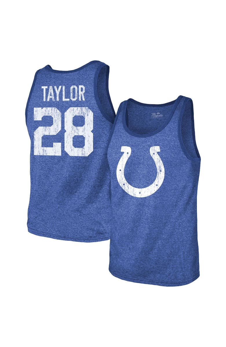 Majestic Threads Men's Majestic Threads Jonathan Taylor Heathered Royal Indianapolis Colts Player Name & Number Tri-Blend Tank Top, Main, color, Royal
