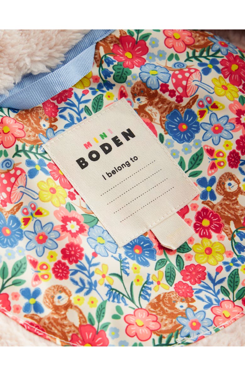 Mini Boden Kids' Floral High Pile Fleece Lined Hooded Jacket, Alternate, color, 