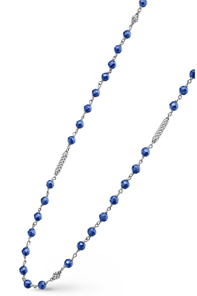 Caviar Icon Ultramarine Ceramic Bead Dual Layer Toggle Necklace, Alternate, color, MARINE