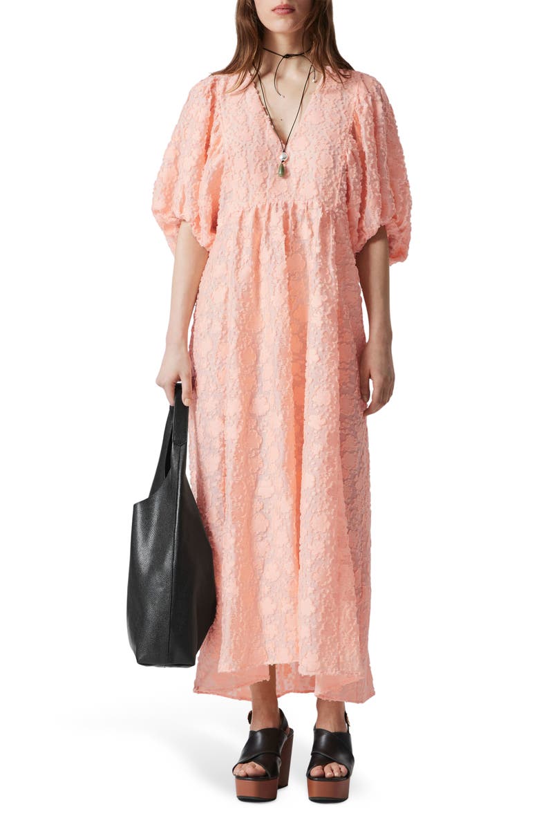 & Other Stories Jacquard Maxi Dress, Main, color, Orange Light