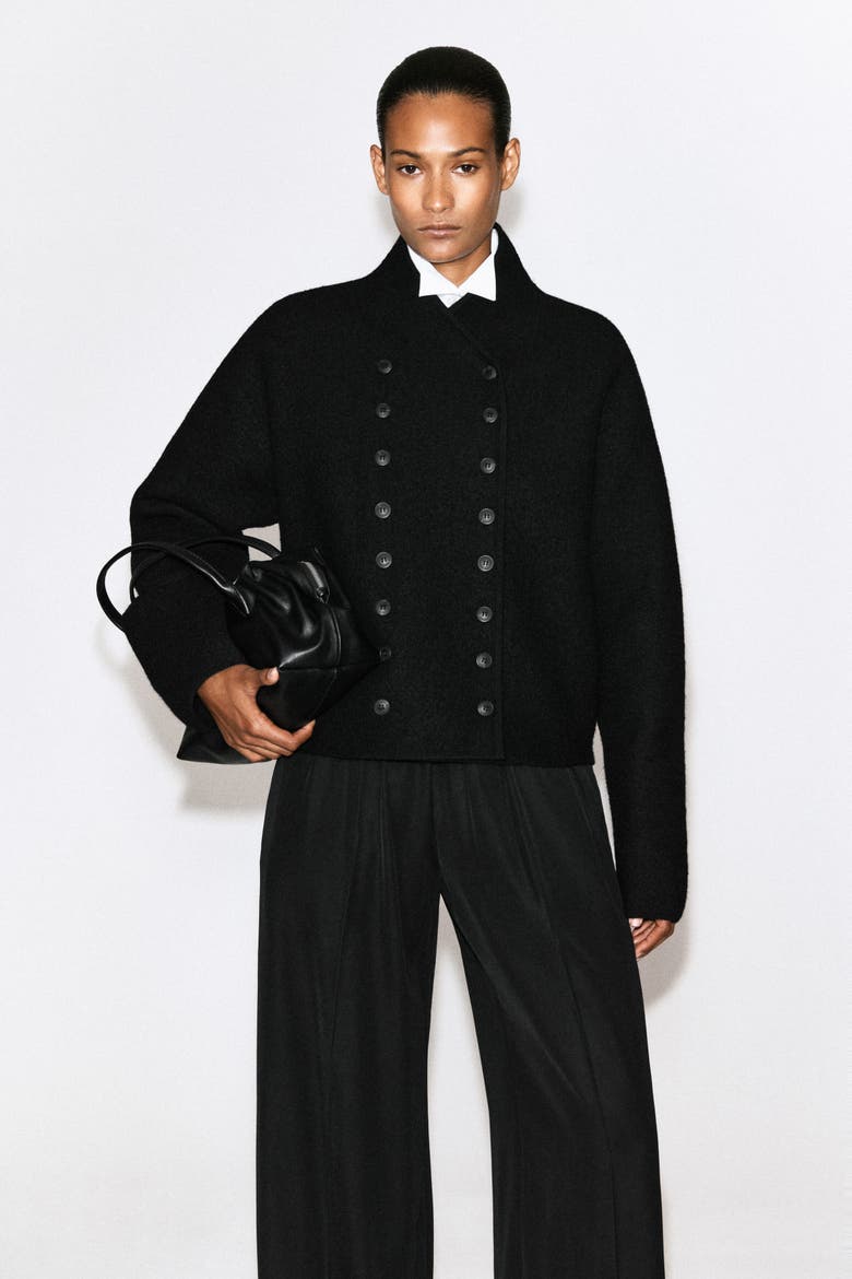 Boiled-Wool Uniform Jacket, Main, color, BLACK