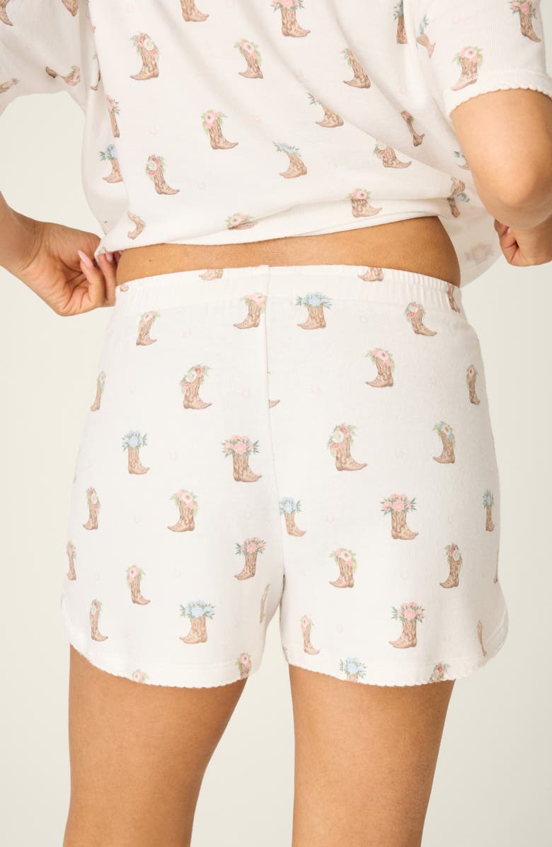 PJ Salvage Western Blooms Peachy Jersey Pajama Shorts, Alternate, color, Ivory