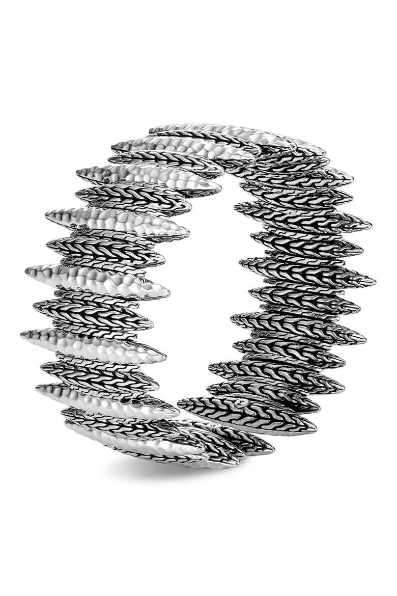 Classic Chain Hammered Spear Large Flex Cuff, Alternate, color, SILVER