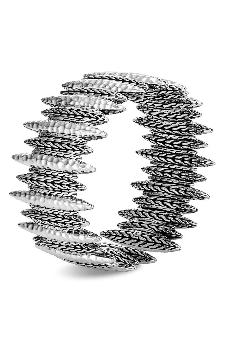 John Hardy Classic Chain Hammered Spear Large Flex Cuff, Alternate, color, 
