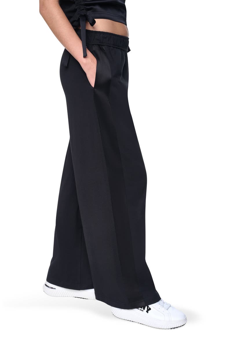 Satin Side Stripe Wide Leg Pants, Alternate, color, BLACK