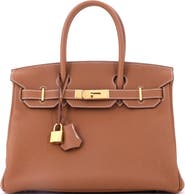 Pre-Owned Hermes Birkin Handbag Brown Togo with Gold Hardware 30