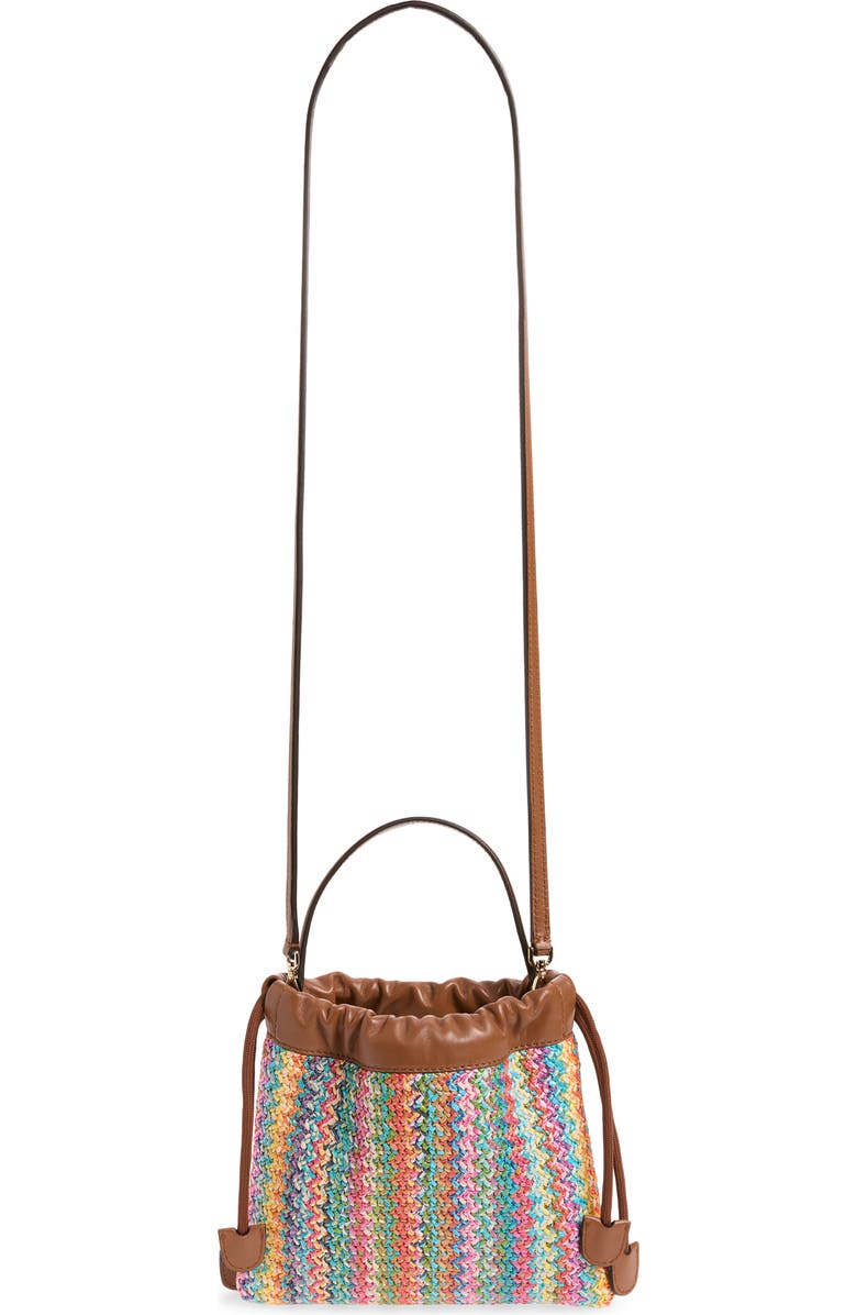 Jimmy Choo Chevron Raffia Drawstring Pouch, Alternate, color, Multi/ Tan/ Light Gold