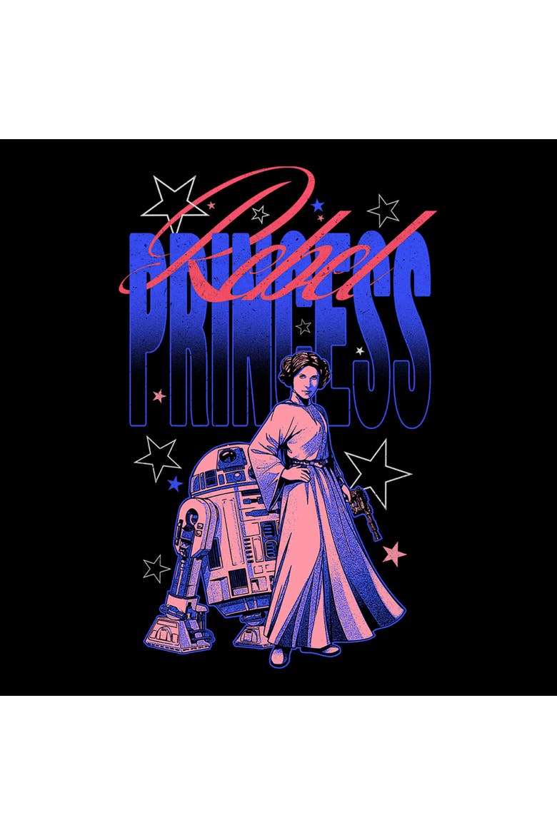 Junior's Star Wars Rebel Princess Stars  Sweatshirt, Alternate, color, Black