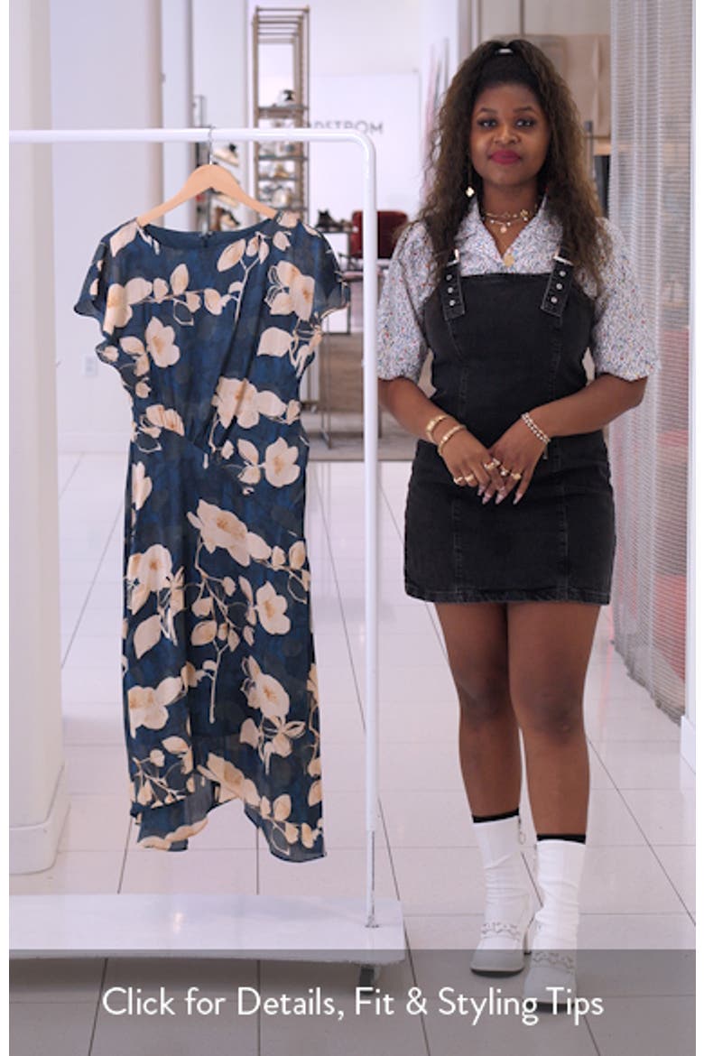 Floral Cap Sleeve Asymmetric Midi Dress video