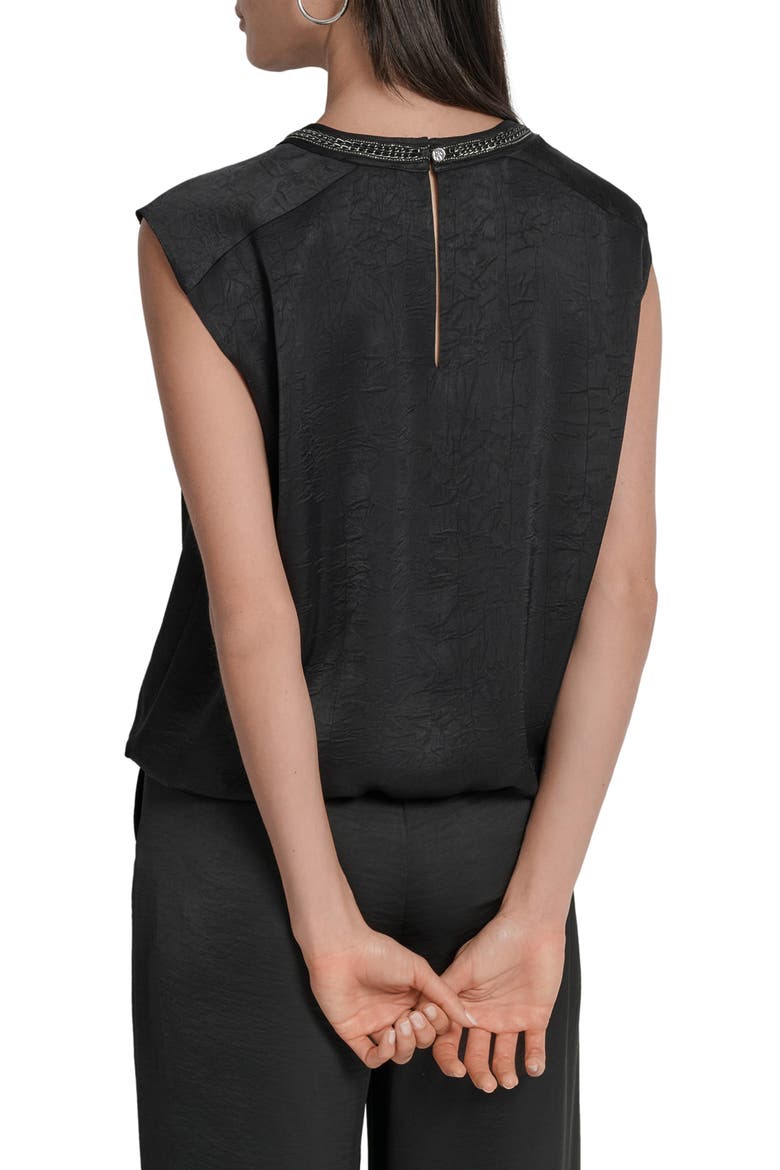 Chain Sleeveless Crinkle Satin Top, Alternate, color, BLACK