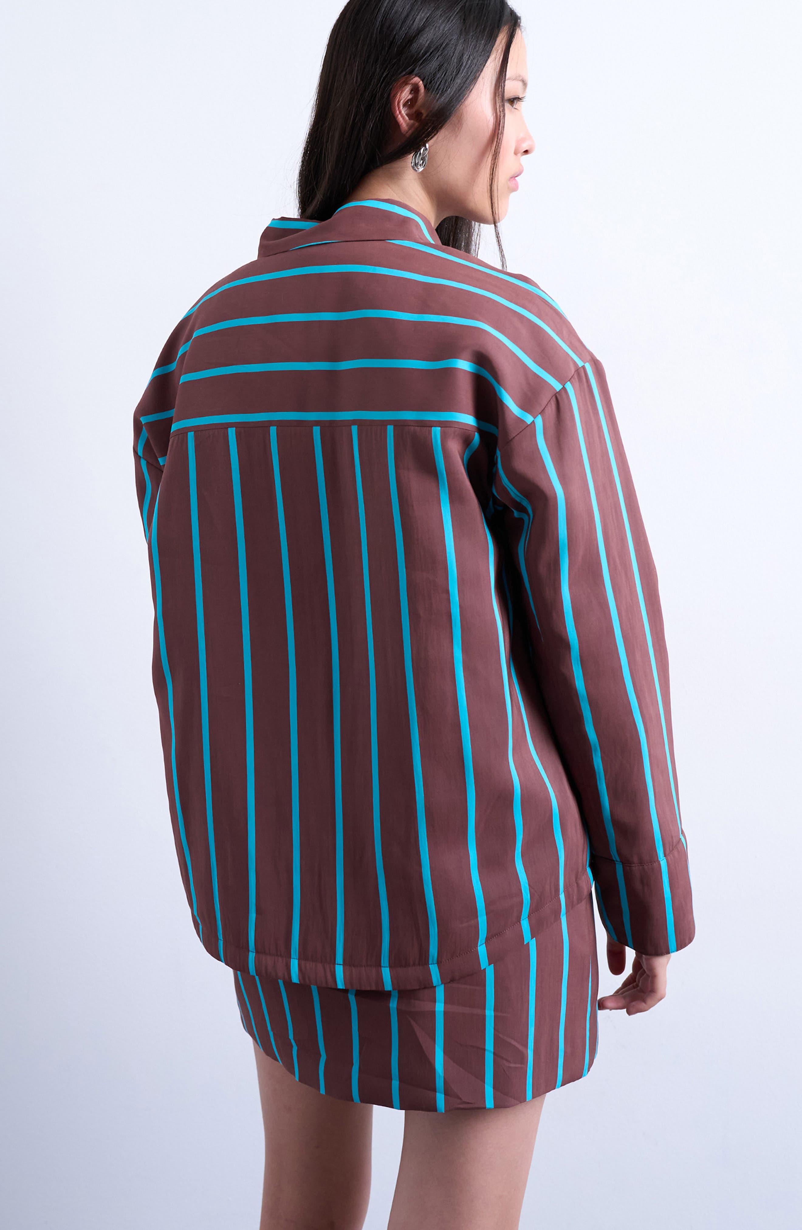 Oversize Stripe Quilted Button-Up Shirt - image 2