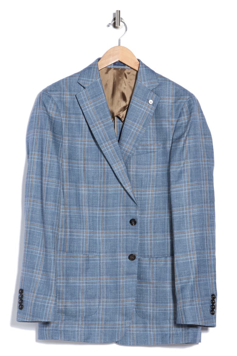 Hertford Plaid Wool, Silk & Linen Sport Coat, Main, color, STORM