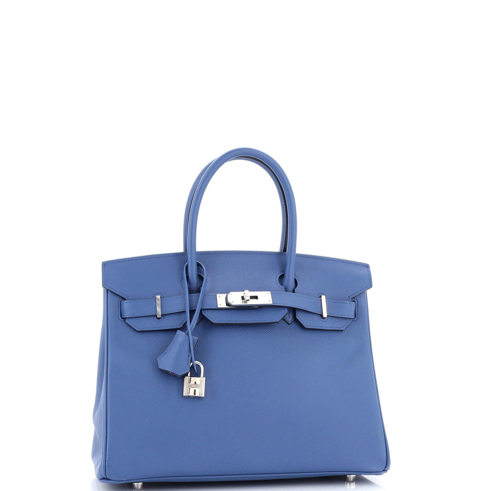Pre-Owned Hermes Birkin Handbag Blue Epsom with Palladium Hardware 30, Alternate, color, Bleu Brighton