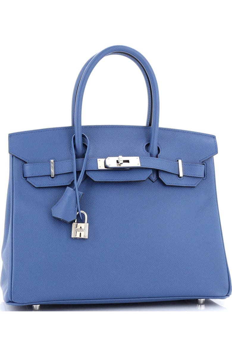 Pre-Owned Hermes Birkin Handbag Blue Epsom with Palladium Hardware 30, Alternate, color, Bleu Brighton