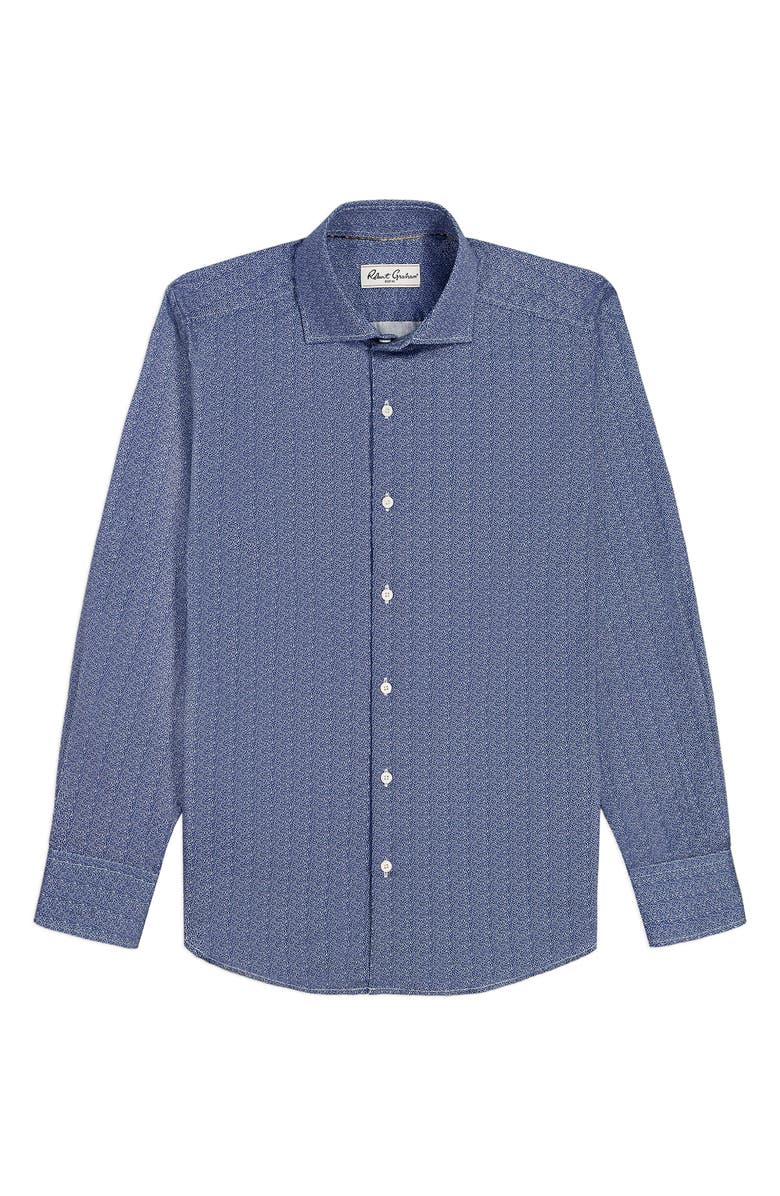Robert Graham Tadlow Micro Cotton Button-Up Shirt, Main, color, Blue