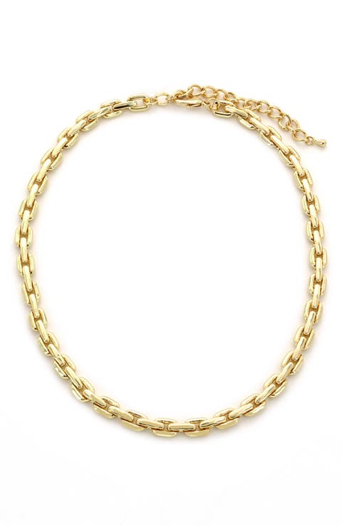 Flat Link Box Chain Collar Necklace