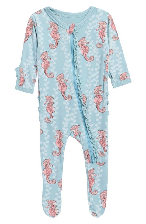 Seahorse Ruffle Footie Pajamas