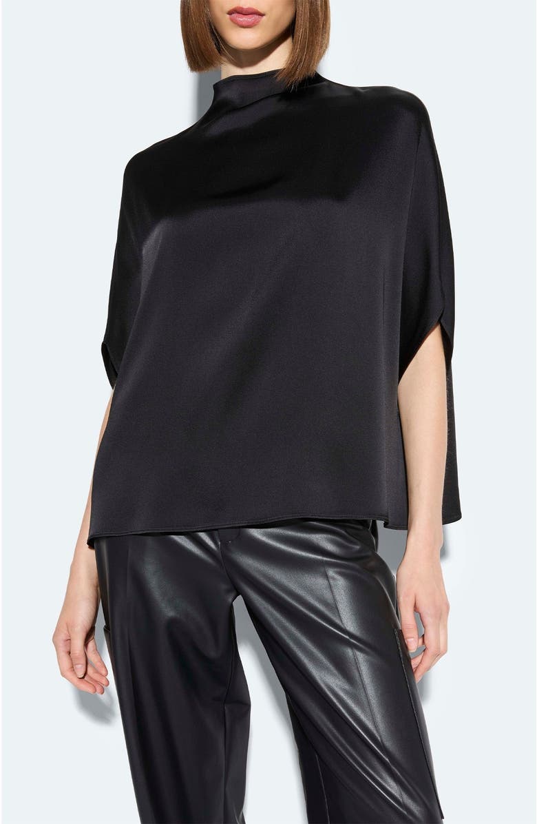 LAPOINTE Satin Cape Tee, Alternate, color, Black
