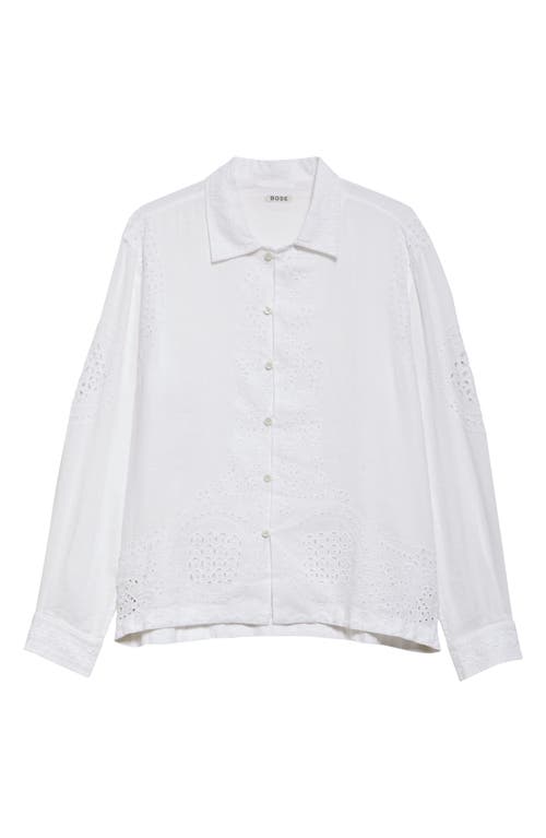 Bode Belvoir Broderie Anglaise Linen Shirt In White