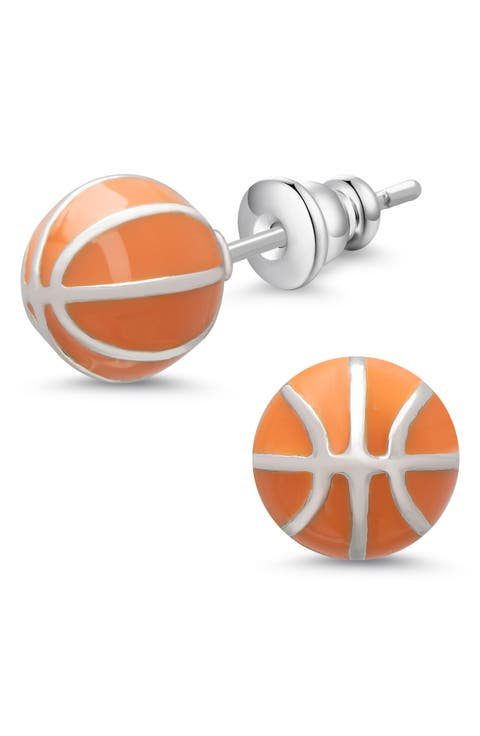 Kids' 3D Basketball Stud Earrings