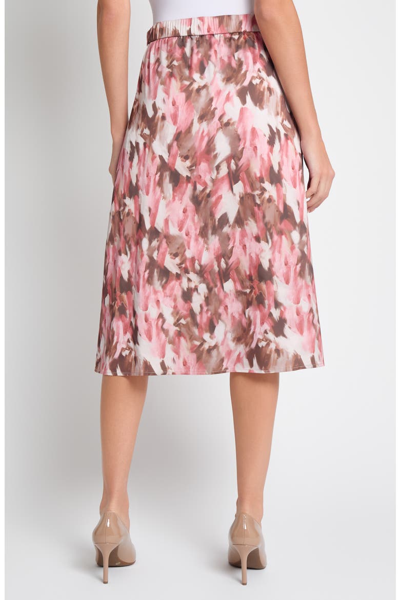 Brushstroke Print Crêpe de Chine Midi Skirt, Alternate, color, HONEY SUCKLE/ CHARMEUSE/ MULTI