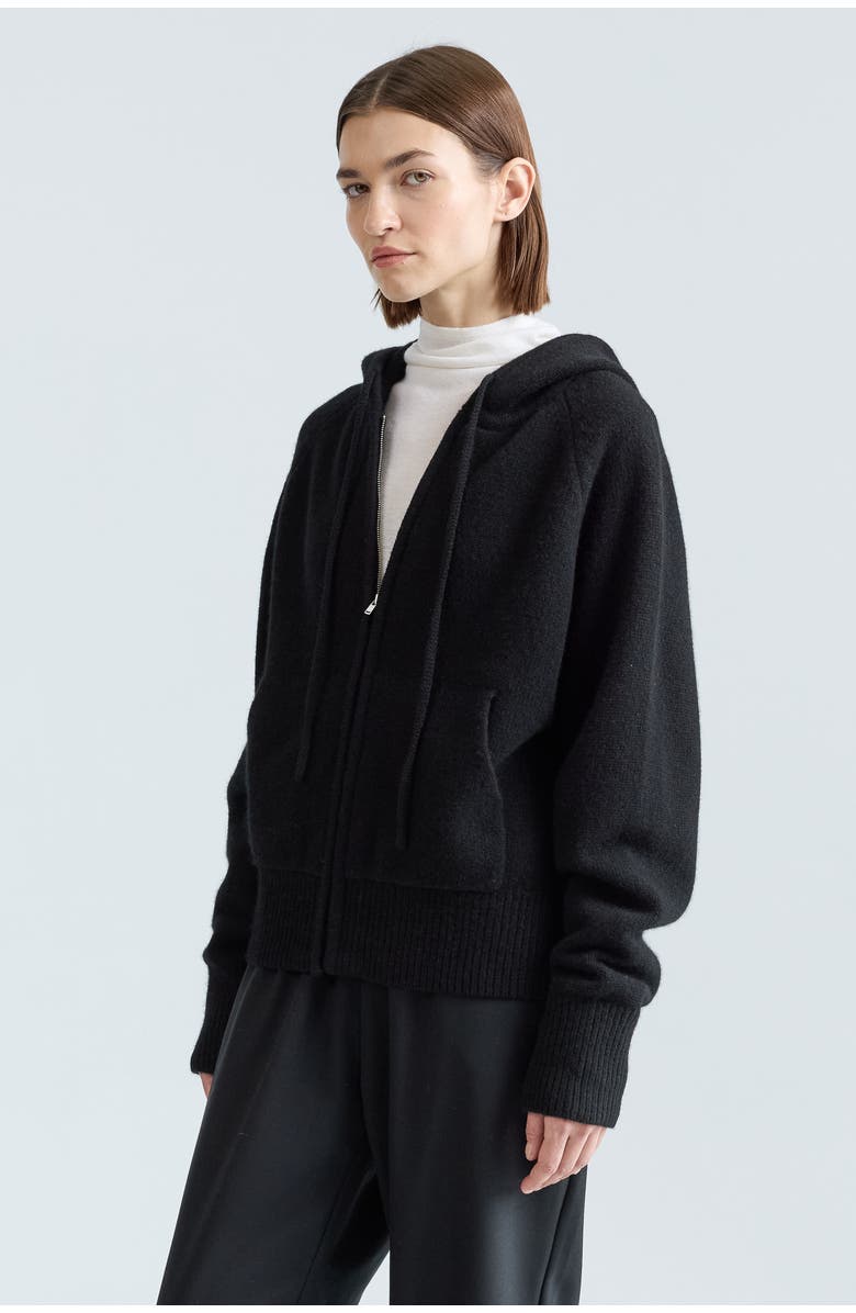 Almina Concept Wool Hoodie Zip Up Sweater, Alternate, color, Black