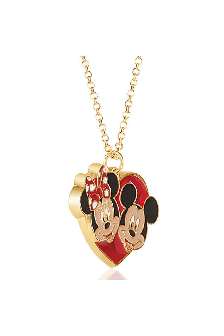 Mickey & Minnie Heart Necklace and Stud Earrings Set, Alternate, color, Red/Black
