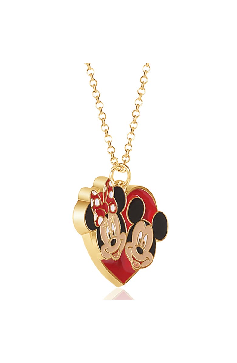 Disney Mickey & Minnie Heart Necklace and Stud Earrings Set, Alternate, color, Red/Black