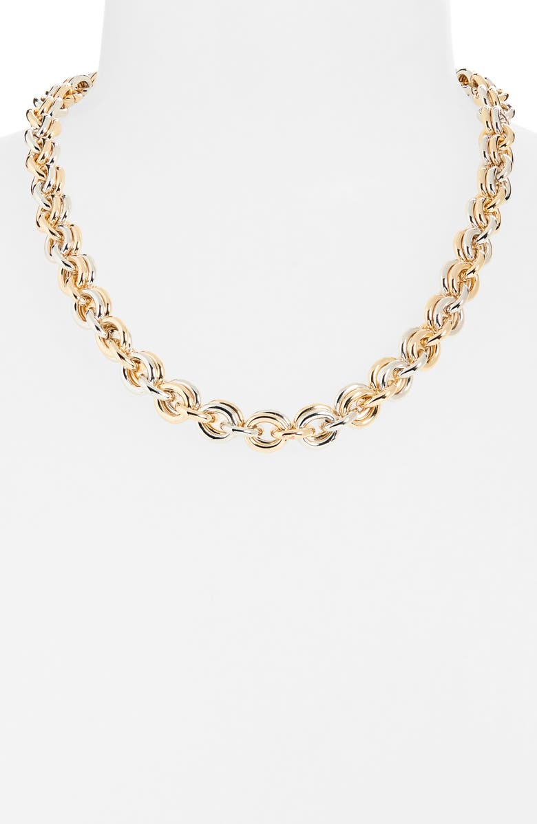 ROXANNE ASSOULIN Double Link Necklace, Alternate, color, Gold/ Silver