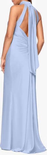 Halter Neck Satin Sheath Gown