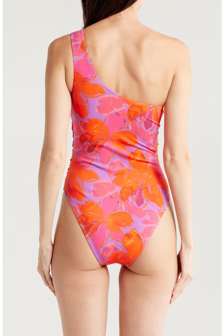 Floral Twist Front One-Shoulder One-Piece Swimsuit, Alternate, color, WATERCOLOR GARDENIA