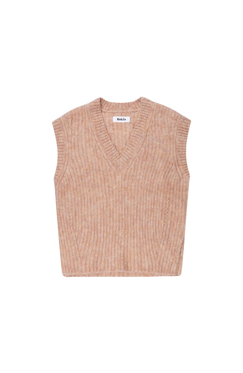 Ro&Zo Knit V-Neck Vest Jumper, Alternate, color, Caramel