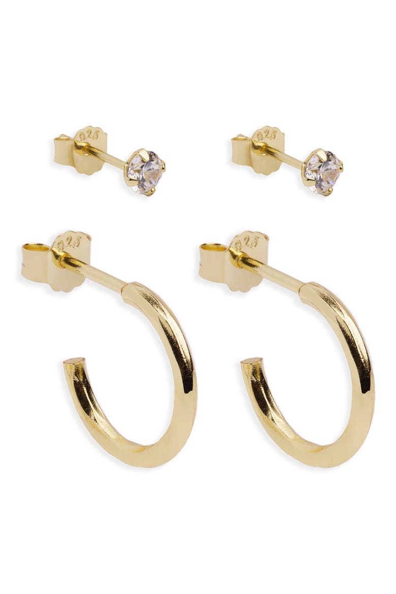 2 Pairs of Earrings, Main, color, GOLD